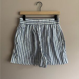 J. Crew Women's Cotton Voile Beach Bottoms Shorts Small Stripe Boxer Blue White